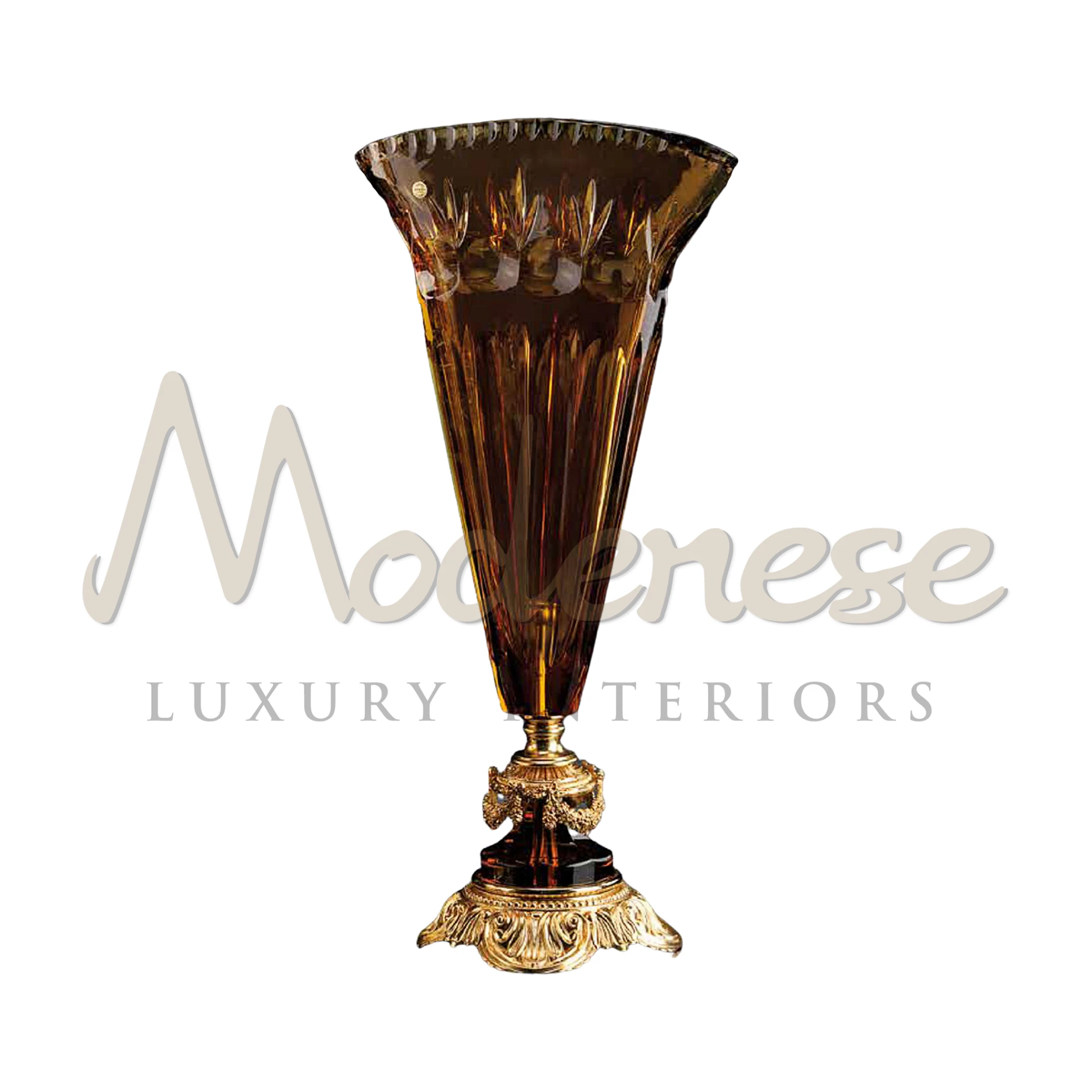 Stunning large crystal vase, known for its clarity and brilliance, enhances luxury and classic interior designs with sophistication.