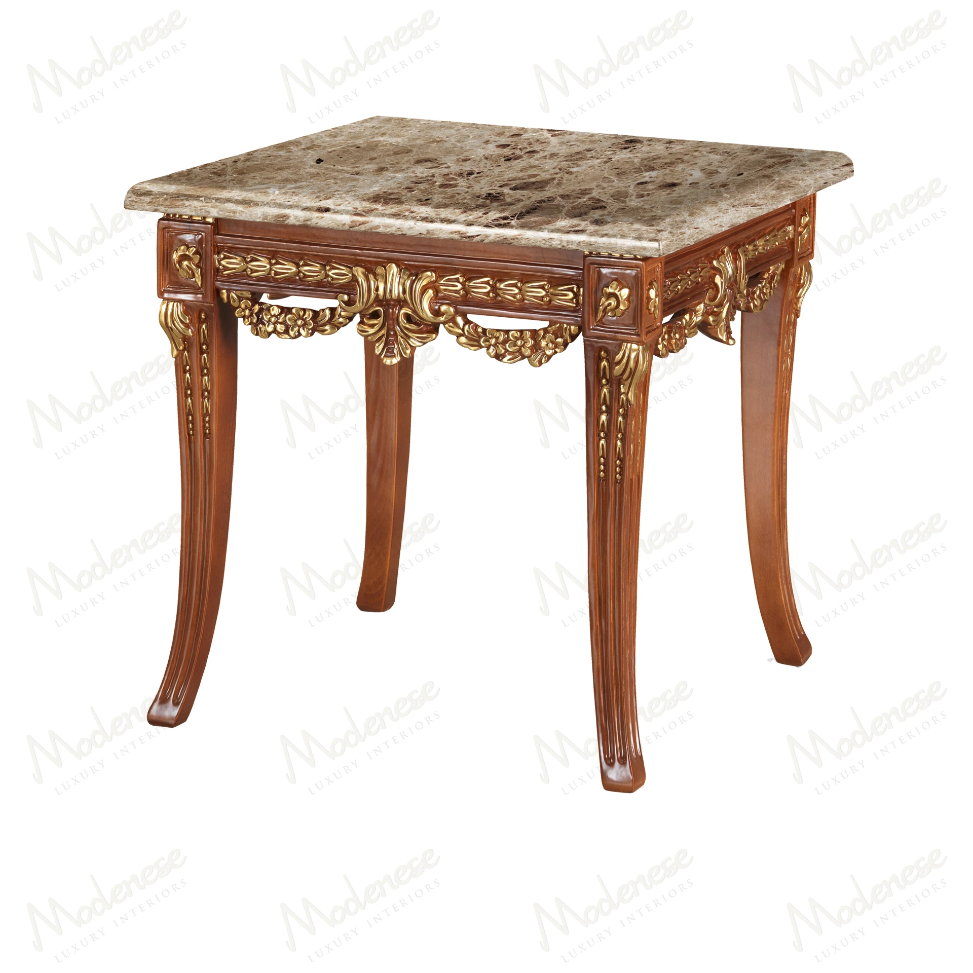 Modern Rubino Delight Side Table with wooden structure and marble top, showcasing sleek design elements Ideal for contemporary interiors