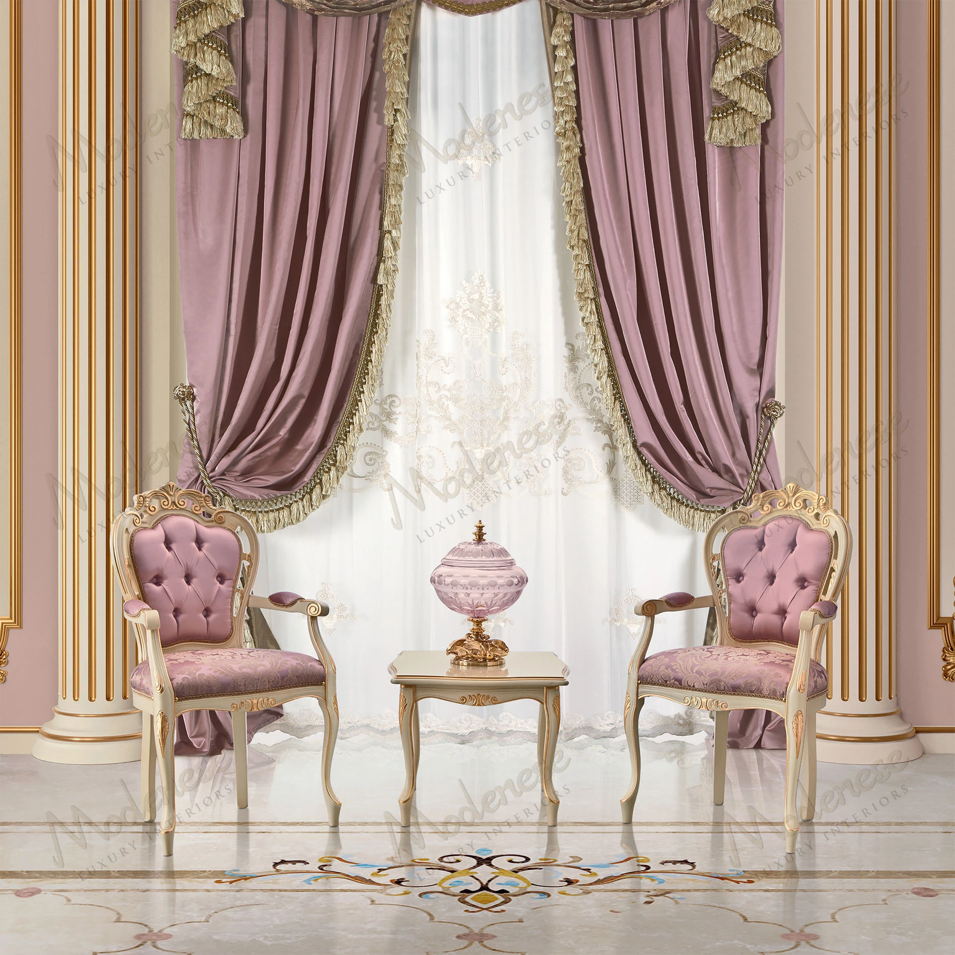 Elegant Delicacy Side Table with ivory lacquered finish and gold leaf details, showcasing a sophisticated design Suitable for stylish interior decor