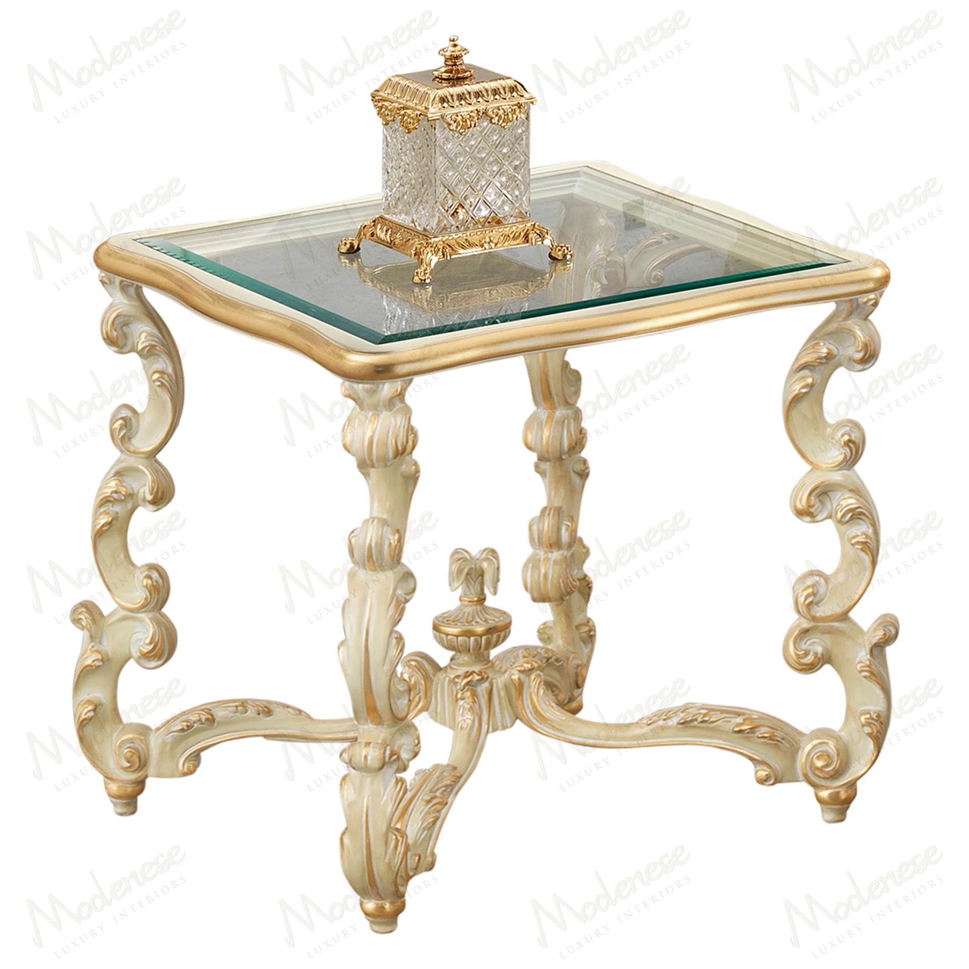 Modern wooden side table with glass top, featuring sleek lines and minimalist design Ideal for contemporary interiors
