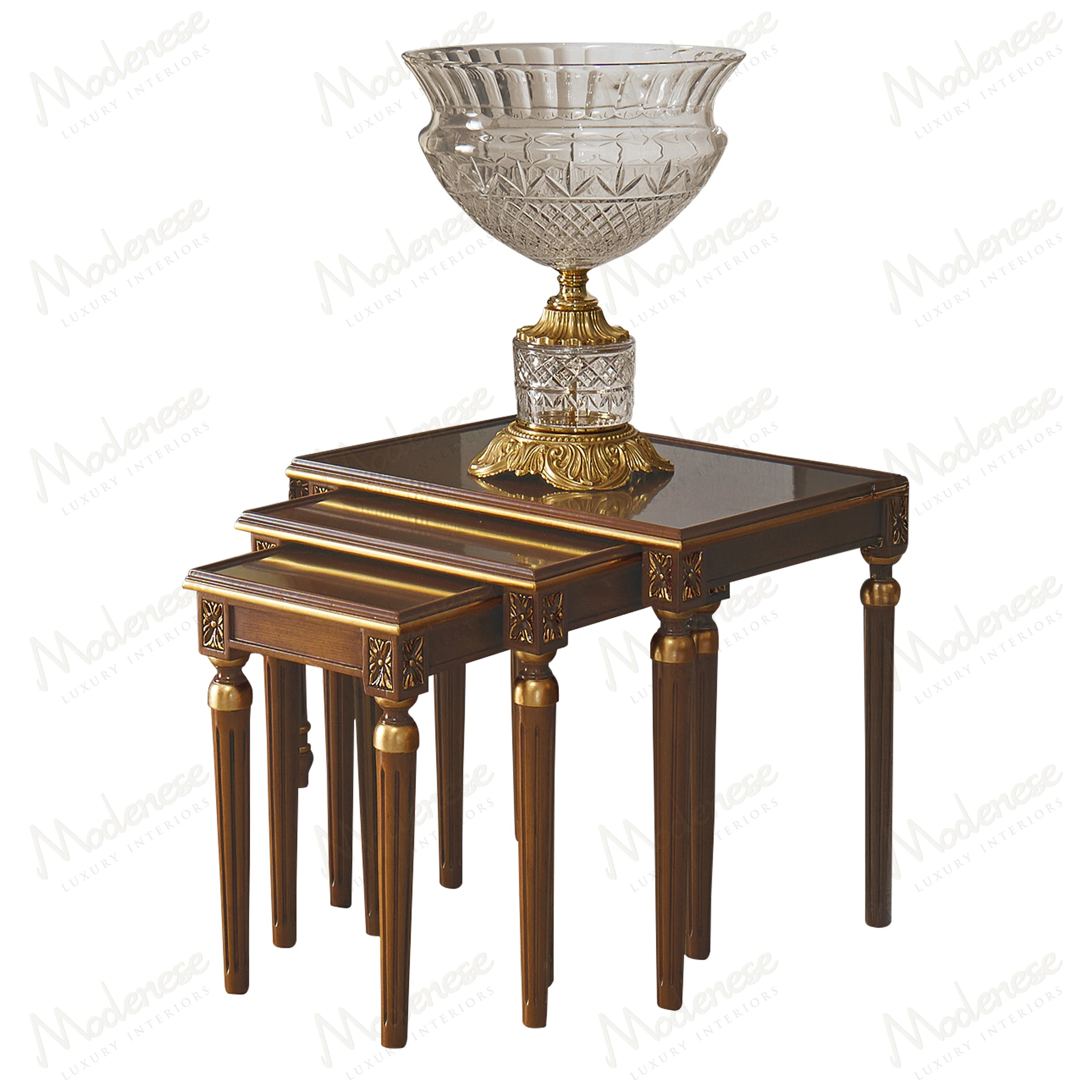 Elite 3-Side Table Set with wooden structure and glass top Modern design, sleek lines, perfect for contemporary interiors