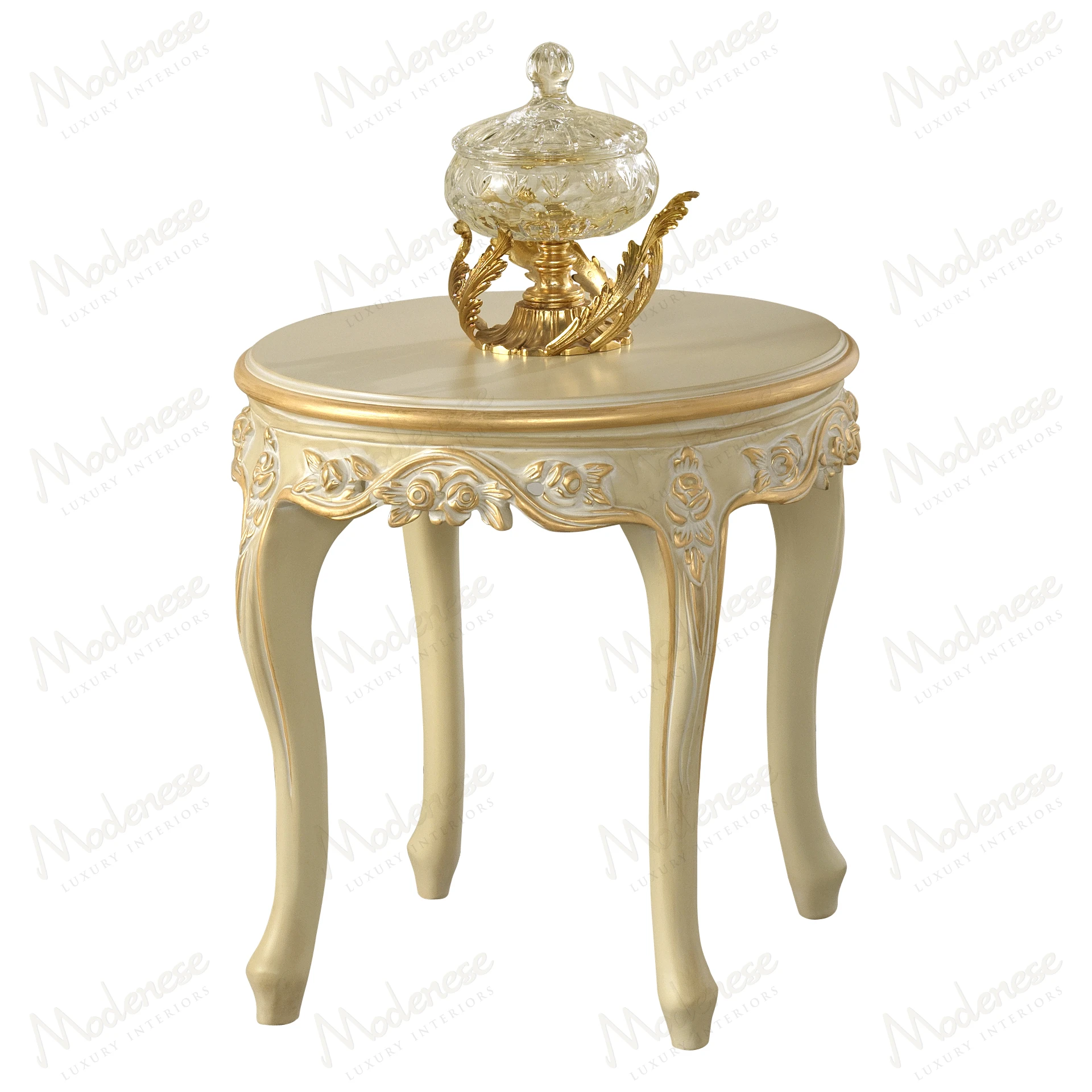 Wooden Golden Ribbon Side Table with modern design, featuring a curved wood structure and smooth wooden top, showcasing contemporary elegance