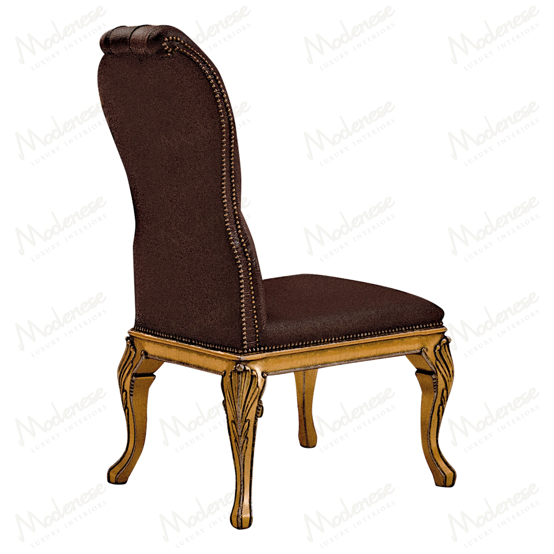 Elegant Heritage Harmony Chair with full antiqued gold leaf finish, featuring intricate detailing and classic design, suitable for sophisticated interiors