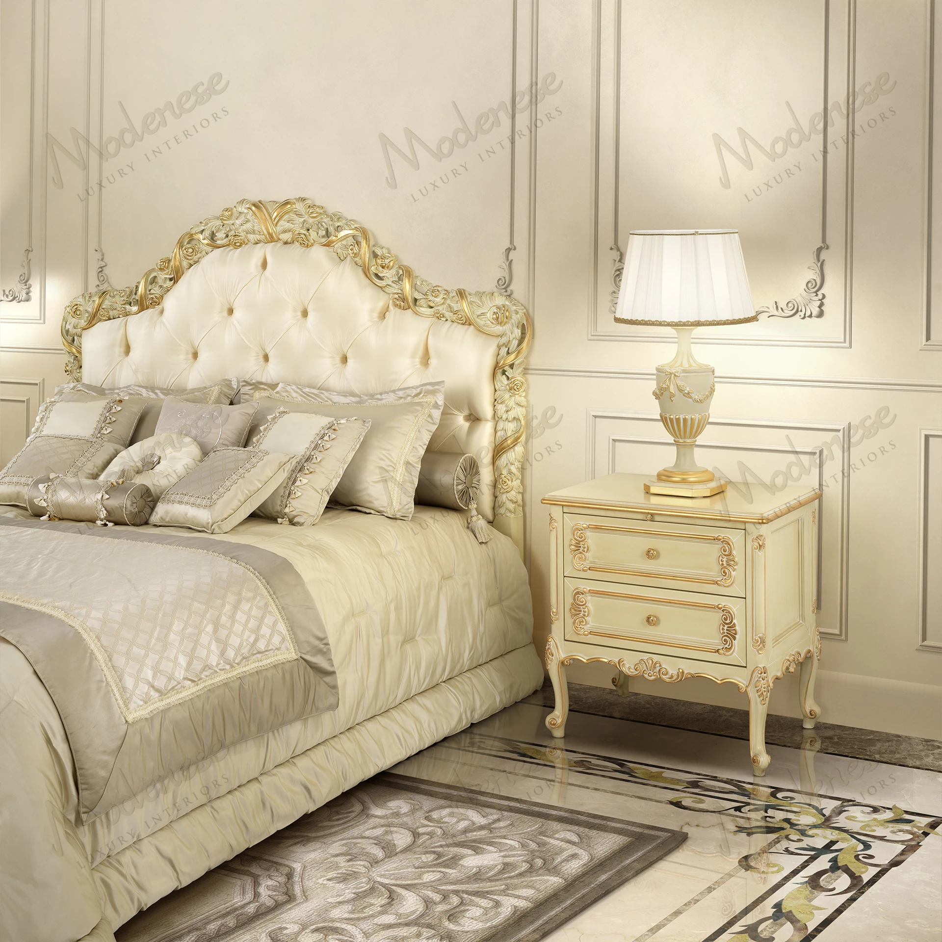 Pearl Luxury Night Table with a smooth, no-fabric finish, featuring a cozy texture and elegant design for a modern bedroom setting